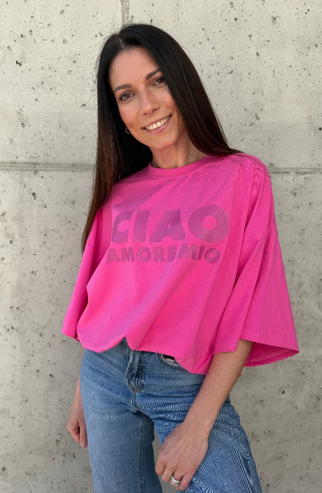 Dámske oversize tričko CIAO - cyklámenové